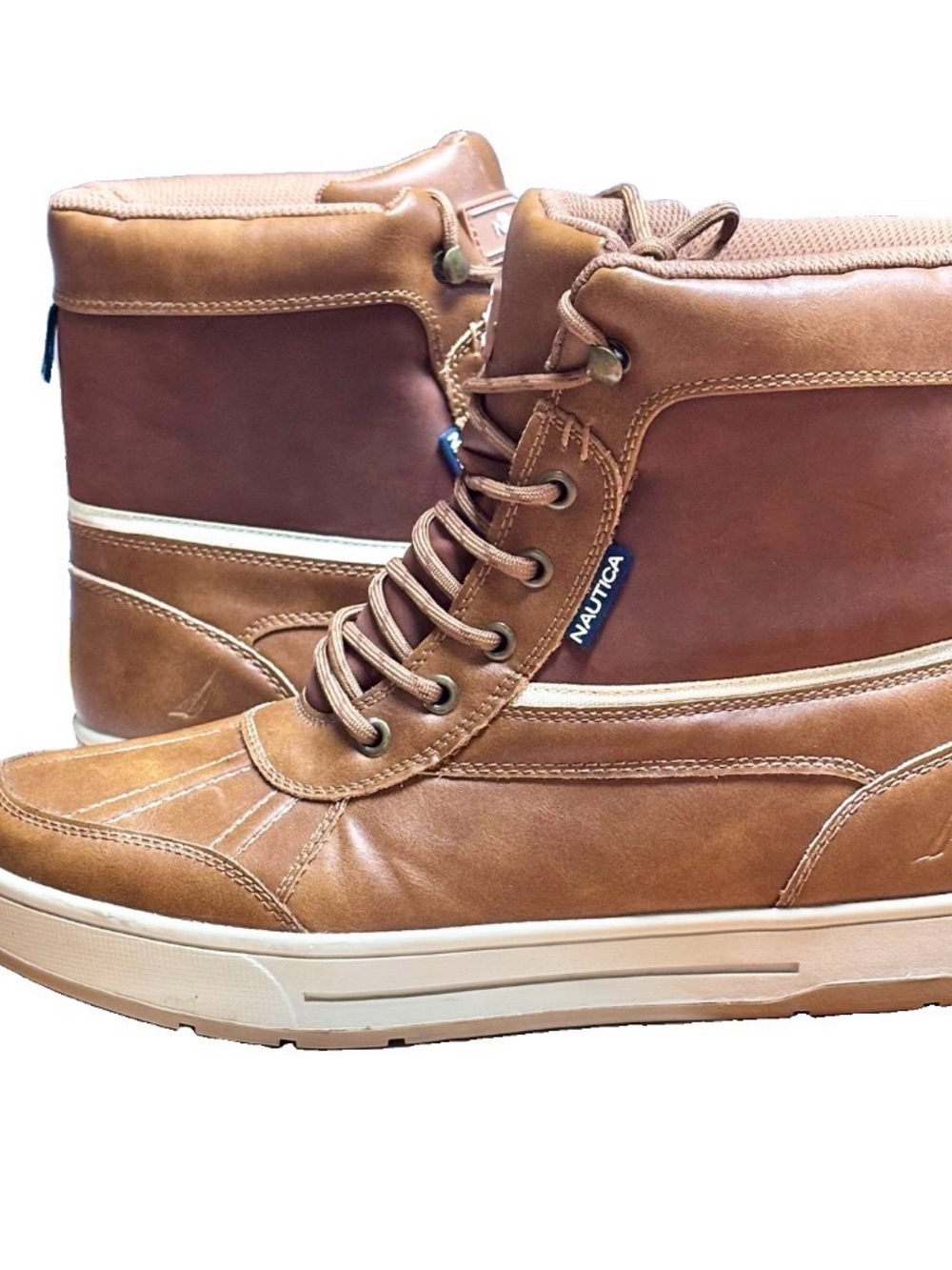 EUC Nautica Mens Lockview Weatherproof Winter Duck Boots Brown  Sz 10 WARM